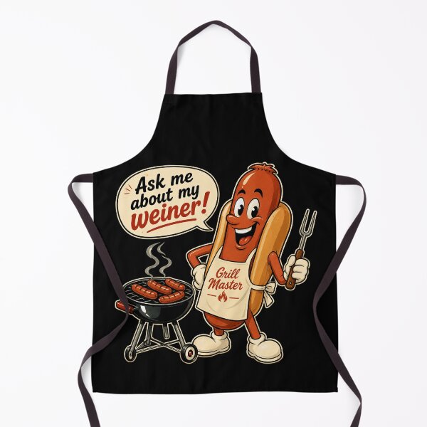 Item preview, Ask Me About My Wiener – Funny Retro Hot Dog Grill Master Cartoon designed and sold by Stinky Lincy's Apparel Company.