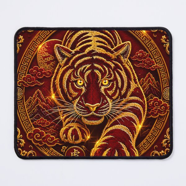 Item preview, Golden Tiger Embroidery | Chinese Zodiac Tiger Luxury Asian Art designed and sold by astersgraphics.
