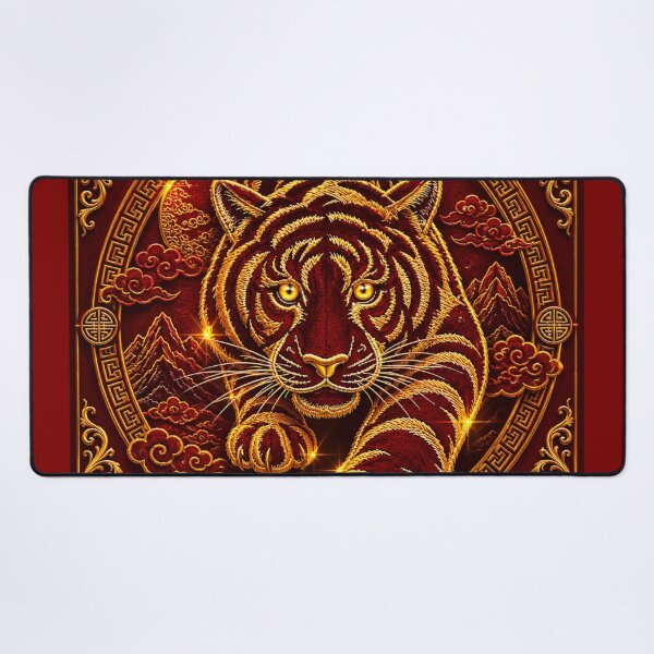 Item preview, Golden Tiger Embroidery | Chinese Zodiac Tiger Luxury Asian Art designed and sold by astersgraphics.