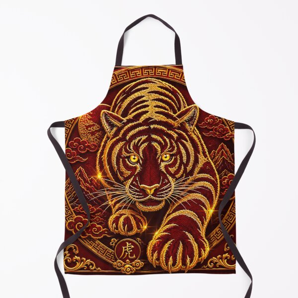 Item preview, Golden Tiger Embroidery | Chinese Zodiac Tiger Luxury Asian Art designed and sold by astersgraphics.