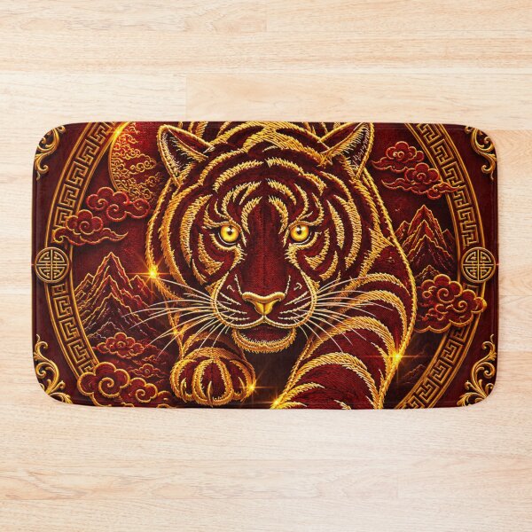 Item preview, Golden Tiger Embroidery | Chinese Zodiac Tiger Luxury Asian Art designed and sold by astersgraphics.