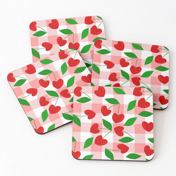 Item preview, pink gingham Heart Shape Cherry rockabilly designed and sold by Gossip Rag.