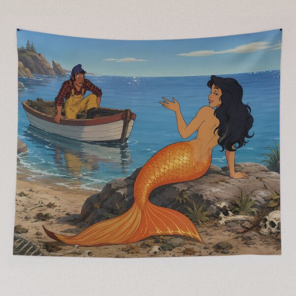 Item preview, Dark Mermaid Encounter – Vintage Sea Monster Fantasy Art designed and sold by  Hollow Moon Studios..