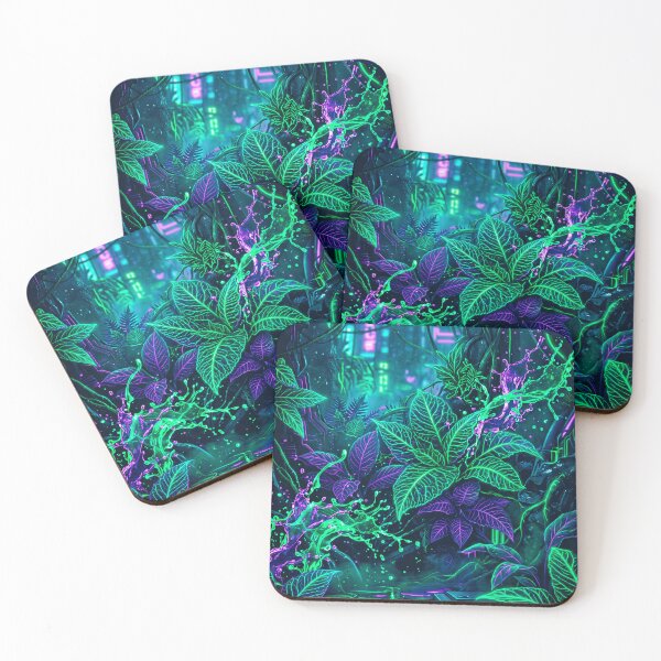 Item preview, Bioluminescent Cyber Jungle - Neon Sci-Fi Botanical Art designed and sold by fit-and-fine26.