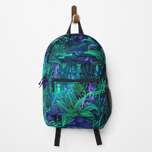 Item preview, Bioluminescent Cyber Jungle - Neon Sci-Fi Botanical Art designed and sold by fit-and-fine26.