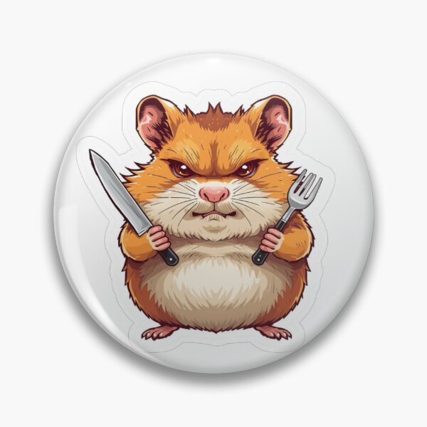 Item preview, Funny Grumpy Hamster with Tiny Knife and Fork designed and sold by MoodPeel_ .