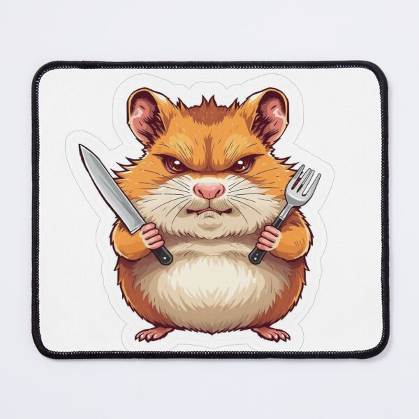 Item preview, Funny Grumpy Hamster with Tiny Knife and Fork designed and sold by MoodPeel_ .