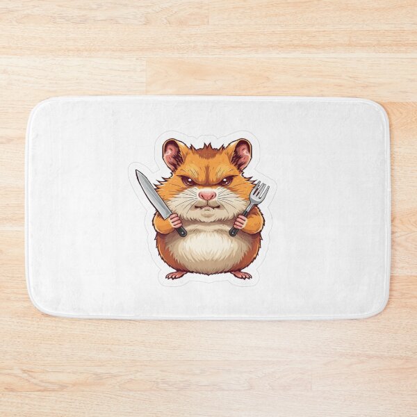 Item preview, Funny Grumpy Hamster with Tiny Knife and Fork designed and sold by MoodPeel_ .