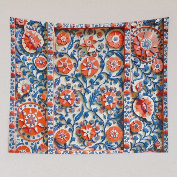 Item preview, Shakhrisyabz Suzani Uzbek Embroidery Print  designed and sold by Vicky Brago-Mitchell®.