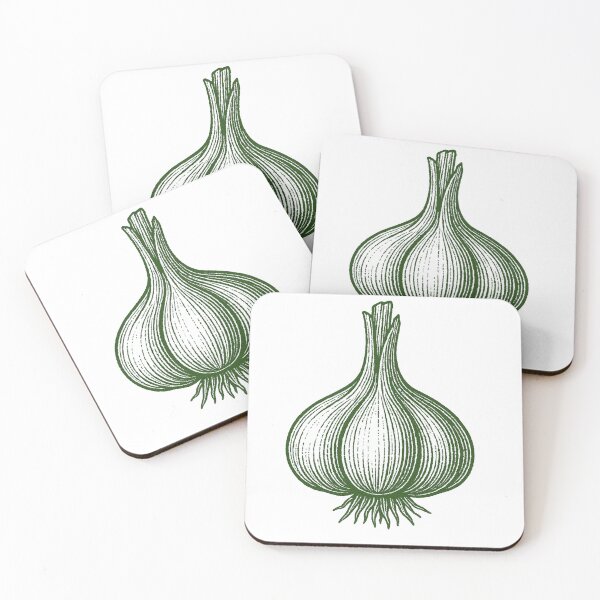 Item preview, Vintage Linocut Garlic Bulb - Green Botanical Art designed and sold by shinygreenbug.