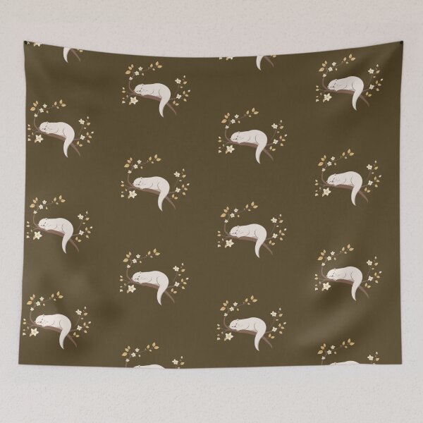 Item preview, Cozy White Otter Sleeping on Floral Branch designed and sold by Tama-sirth.