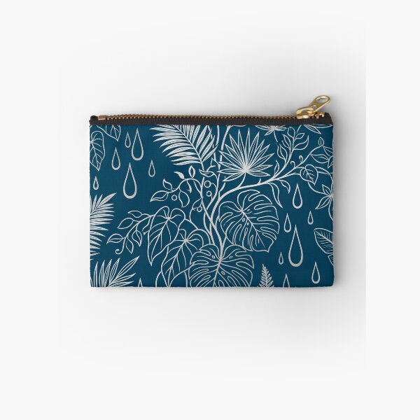 Item preview, Silver Tropical Foliage - Metallic Navy Botanical Pattern designed and sold by fit-and-fine26.