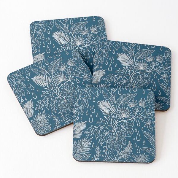 Item preview, Silver Tropical Foliage - Metallic Navy Botanical Pattern designed and sold by fit-and-fine26.