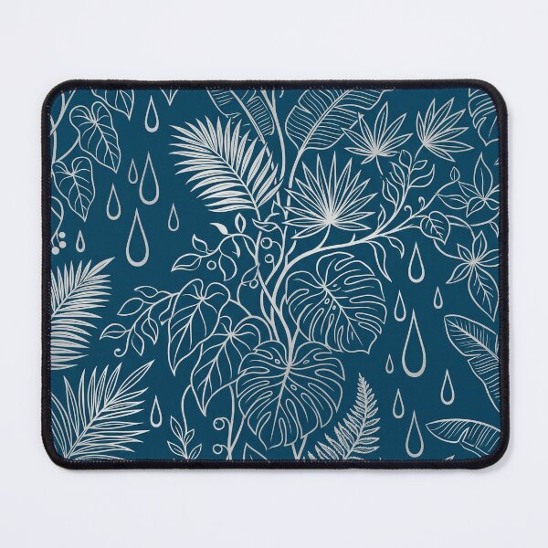 Item preview, Silver Tropical Foliage - Metallic Navy Botanical Pattern designed and sold by fit-and-fine26.