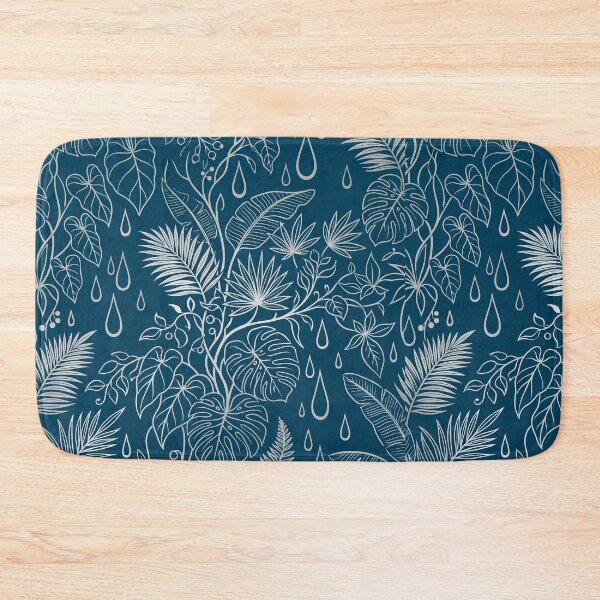 Item preview, Silver Tropical Foliage - Metallic Navy Botanical Pattern designed and sold by fit-and-fine26.