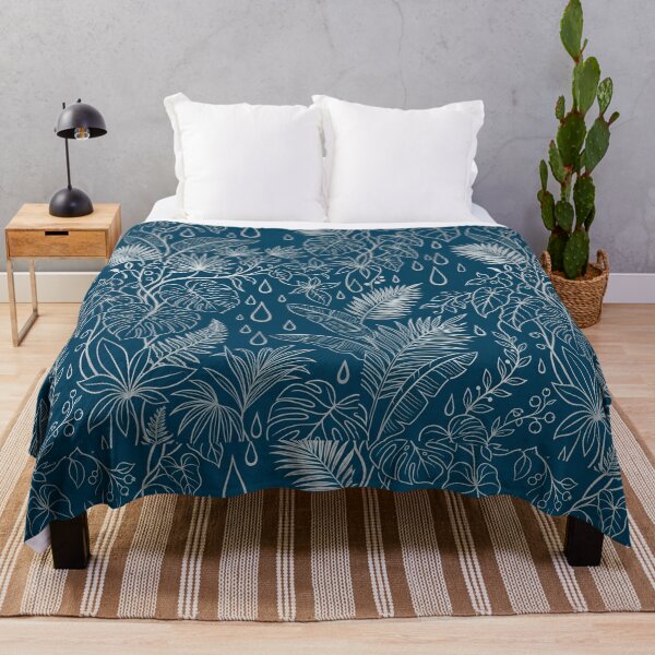 Item preview, Silver Tropical Foliage - Metallic Navy Botanical Pattern designed and sold by fit-and-fine26.
