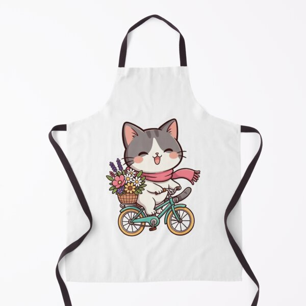 Item preview, Cute Cat on Bicycle with Flowers – Kawaii Cat Sticker Design designed and sold by PrintforDesign.