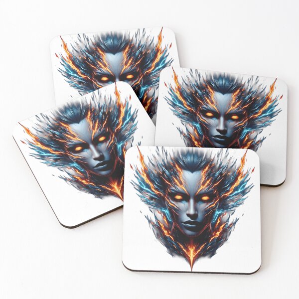 Item preview, Elemental Energy Guardian – Abstract Fire and Ice Portrait designed and sold by SupernovaNote.