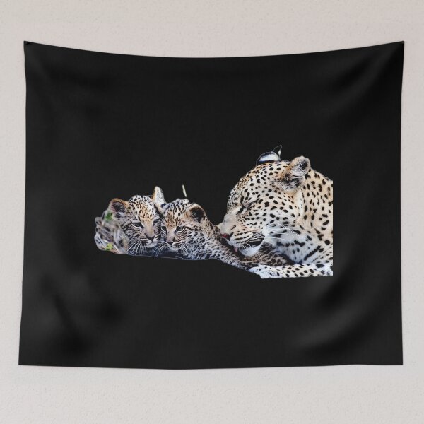 Item preview, Leopard Mother and Cubs Wildlife Art designed and sold by Silent Watch Threads..