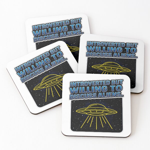 Item preview, Introverted but Willing to Discuss Aliens – UFO Spaceship Funny Cosmic Conversation designed and sold by bluesirian22.