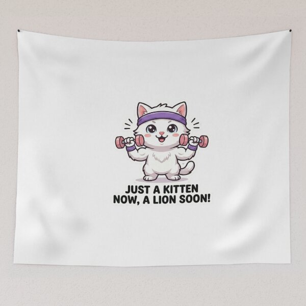 Item preview, Just A Kitten Now A Lion Soon Cute Fitness Cat designed and sold by JeevanStickers.