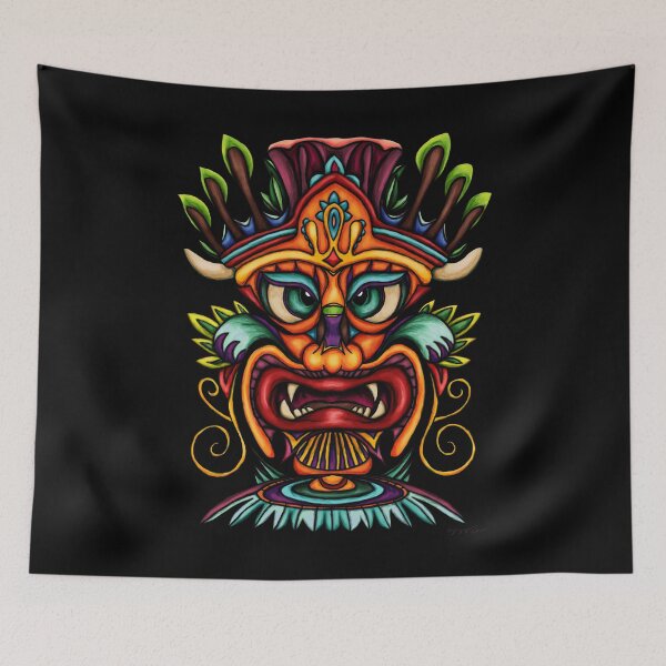 Item preview, Tiki mask, polynesian tiki face designed and sold by NadiaChevrel.