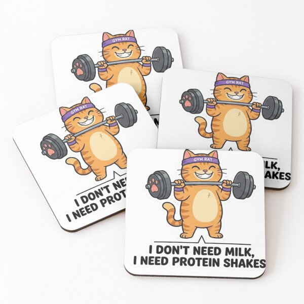 Item preview, I Don't Need Milk I Need Protein Shakes Funny Gym Cat designed and sold by JeevanStickers.