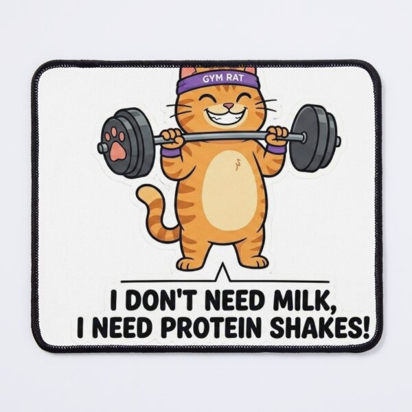 Item preview, I Don't Need Milk I Need Protein Shakes Funny Gym Cat designed and sold by JeevanStickers.