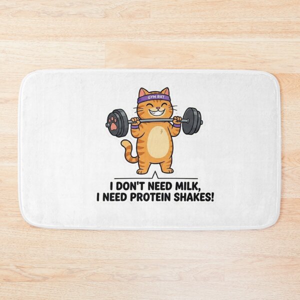 Item preview, I Don't Need Milk I Need Protein Shakes Funny Gym Cat designed and sold by JeevanStickers.