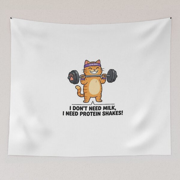 Item preview, I Don't Need Milk I Need Protein Shakes Funny Gym Cat designed and sold by JeevanStickers.