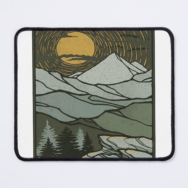 Item preview, Retro Mountain Landscape Vintage Sun Nature Art designed and sold by rediscoveredapp.