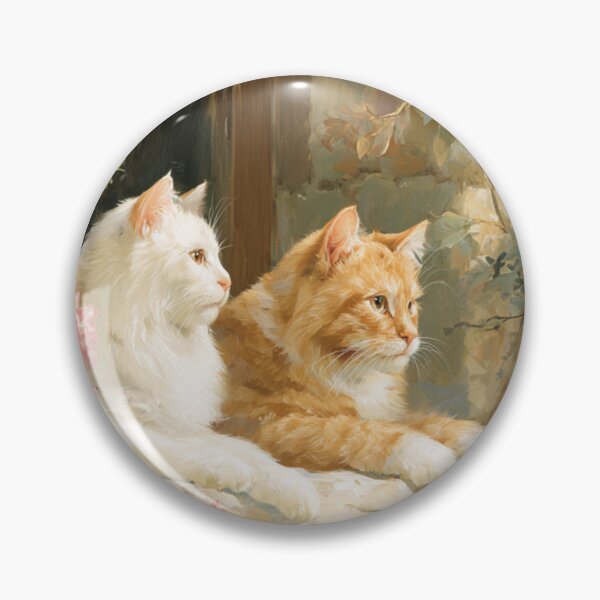 Item preview, Sunlit Cottage Cats – Floral Window Cat Painting designed and sold by WhimsyWink.