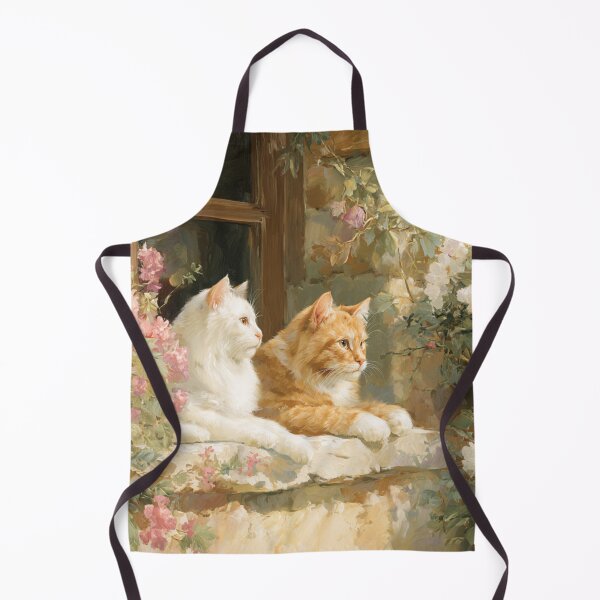Item preview, Sunlit Cottage Cats – Floral Window Cat Painting designed and sold by WhimsyWink.