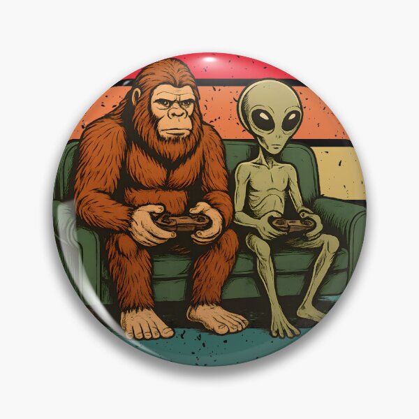 Item preview, Funny Bigfoot And Alien Playing Video Games Retro Sunset - A Gamer Like Me Is Hard To Find designed and sold by legendaryskins.