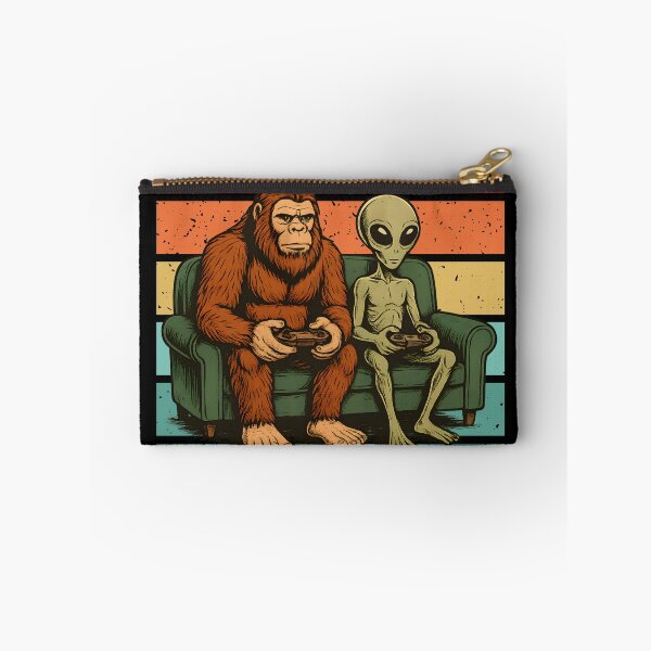 Item preview, Funny Bigfoot And Alien Playing Video Games Retro Sunset - A Gamer Like Me Is Hard To Find designed and sold by legendaryskins.