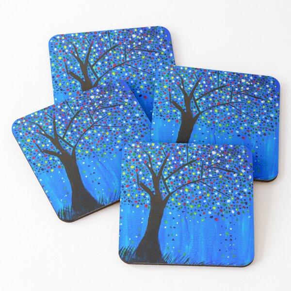 Item preview, Hand Painted Money Tree Colorful Night Tree Art designed and sold by Maljonic.