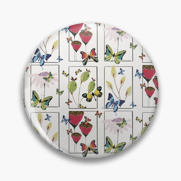 Item preview, Vintage Botanical Butterfly Grid Pattern designed and sold by Fiorart Studio .