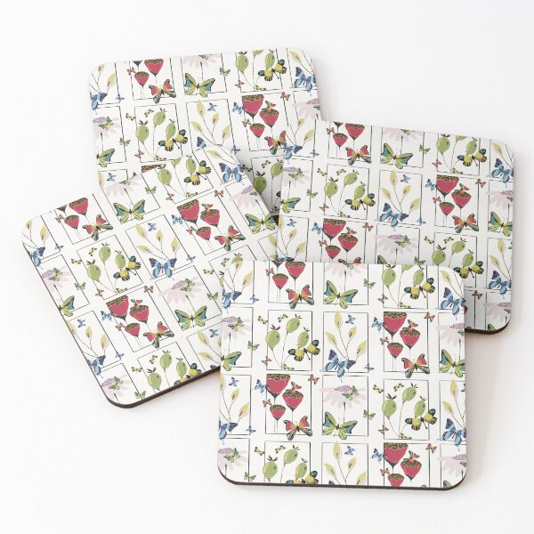 Item preview, Vintage Botanical Butterfly Grid Pattern designed and sold by Fiorart Studio .