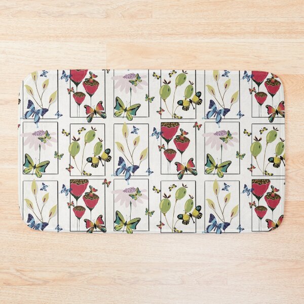 Item preview, Vintage Botanical Butterfly Grid Pattern designed and sold by Fiorart Studio .