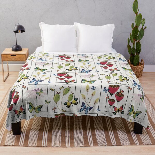 Item preview, Vintage Botanical Butterfly Grid Pattern designed and sold by Fiorart Studio .