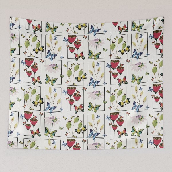 Item preview, Vintage Botanical Butterfly Grid Pattern designed and sold by Fiorart Studio .