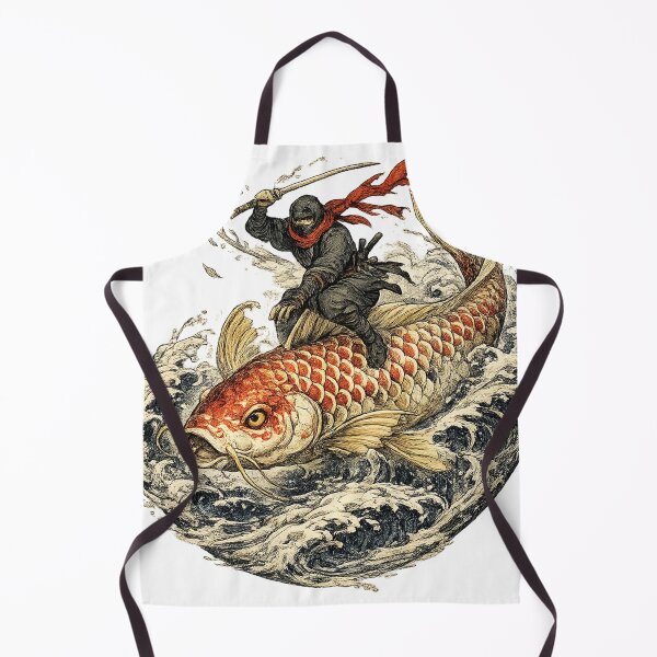 Item preview, Ninja Riding Giant Koi Fish – Vintage Japanese Ukiyo-e Warrior Art designed and sold by JPAN NEO EDO.