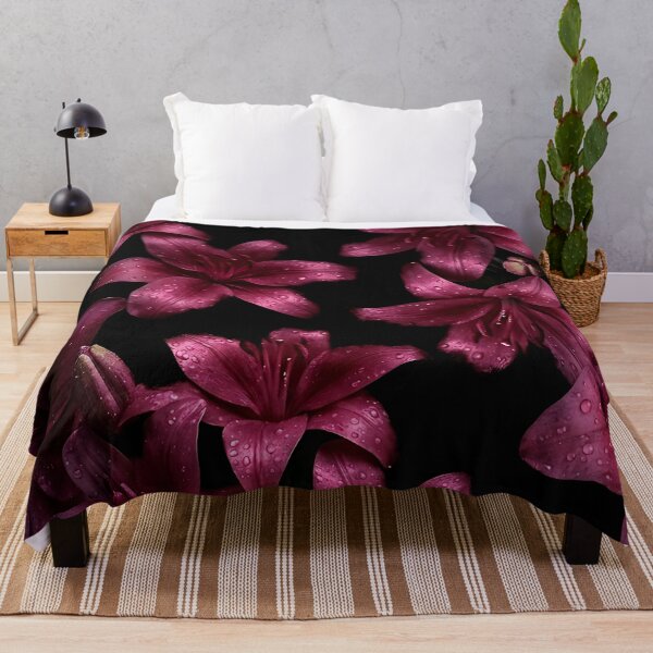 Item preview, Midnight Pink Lilies with Raindrops designed and sold by dahliyagh.