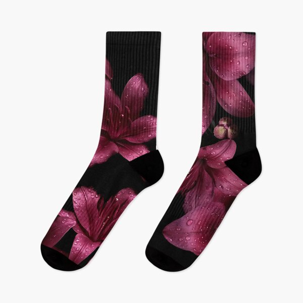 Item preview, Midnight Pink Lilies with Raindrops designed and sold by dahliyagh.