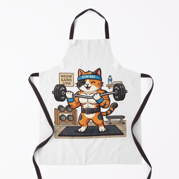 Item preview, Meow Gains Gym Cute Cat Weightlifting Funny Fitness designed and sold by JeevanStickers.