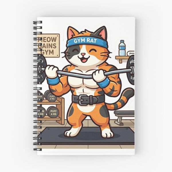 Item preview, Meow Gains Gym Cute Cat Weightlifting Funny Fitness designed and sold by JeevanStickers.