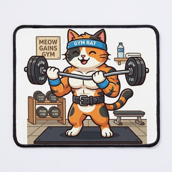 Item preview, Meow Gains Gym Cute Cat Weightlifting Funny Fitness designed and sold by JeevanStickers.