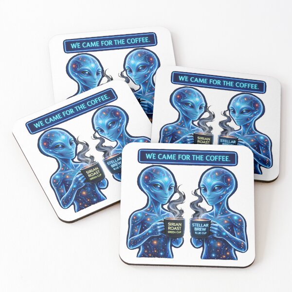 Item preview, We Came for the Coffee – Funny Alien Coffee Lover UFO Humor  designed and sold by bluesirian22.