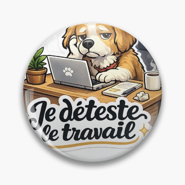 Item preview, French dog hates working sticker  designed and sold by Voici.