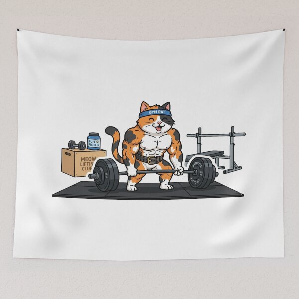Item preview, Buff Cat Deadlift Heavy Weightlifting Fitness designed and sold by JeevanStickers.